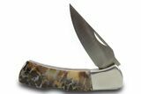 Pocket Knife with Petrified Wood Inlays #370828-2
